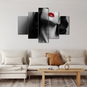 Obraz - Portrét ženy s červeným rúžom (150x105 cm)