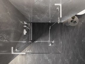 Mexen Lunar, L Duo výklopný sprchový kút 100 x 100 cm, 8mm číre sklo, biely profil, 834L-100L-100P-20-00