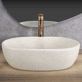 Rea Amelia, umývadlo na dosku 480x345x135 mm, imitácia kameňa-piesková, REA-U8480