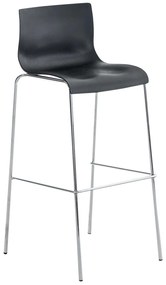 Barová stolička Hoover ~ plast, kovové nohy chróm - Čierna