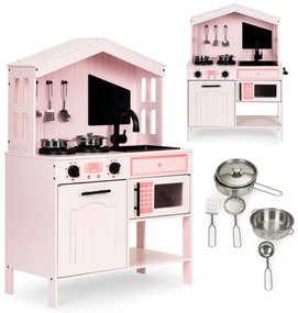 Dřevěná kuchyně pro děti Cheerful kitchen růžová