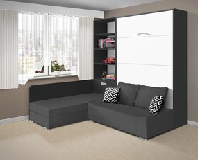 Nabytekmorava Sklápacia posteľ s pohovkou VS 21075 - 200x180 cm farba pohovky: Sivá, Typ farebného prevedenia: Antracit / dvere biele