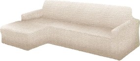 Bielastické poťahy CRISTINA smotanová sedačka s otomanom vľavo (š. 170 - 300 cm)