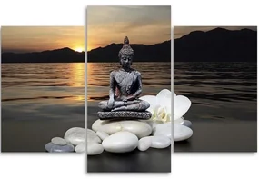 Gario Obraz na plátne Budha v pozadí pri západe slnka - 3 dielny Rozmery: 120 x 80 cm