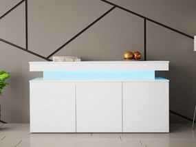 Komoda s LED osvetlením USOA - lesklá biela / matná biela