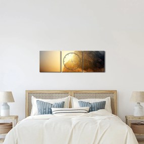 Obraz hory v hmle (s hodinami) (90x30 cm)