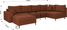 Menčestrová rohová pohovka v tehlovej farbe (ľavý roh) Ariella – Ropez