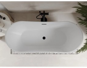 Mexen Celia, voľne stojaca vaňa 170 x 75 cm, biela-čierna, čierny matný prepad, 52331707575-70