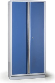Policová dielenská skriňa 2-dverová G2, 4 police, zámok, 915 x 458 x 2000 mm, modrá