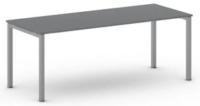 Rokovací kancelársky stôl PRIMO SQUARE, 200x80 cm, sivostrieborná podnož, grafit