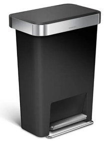Obdĺžnikový pedálový kôš 45 l čierny plast/nerez, čierna