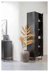 Čierna šatníková skriňa z borovicového dreva 60x210x42 cm Gravure – WOOOD