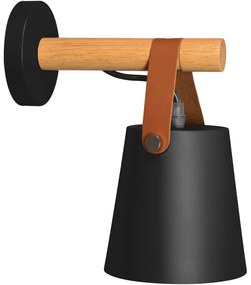 Toolight - Kovová nástenná lampa s čiernym pásikom 1xE27 60W APP466-1W , čierna-hnedá, OSW-00902