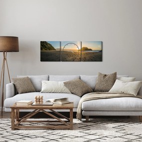Obraz pláže (s hodinami) (90x30 cm)