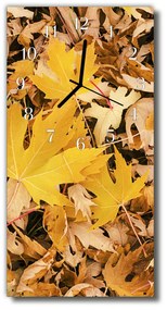 Sklenené hodiny vertikálne Príroda listy jeseň zlato 30x60 cm