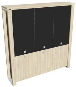 Vysoká skriňa Verno+ 200 x 46 x 210 cm, kombinované dvere, agát / čierna