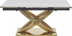 Jídelní rozkládací stůl Hermes 160/240 cm bílý mramor/zlatý
