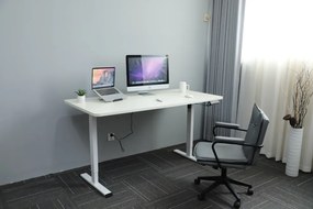 Výškovo nastaviteľný elektrický stôl BestBerg BBAT-16WW / rozmer 160x80 cm / výška 85-130 cm / biely