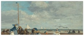 Obraz - Eugène Boudin, Beach  at Trouville, reprodukcia (120x50 cm)