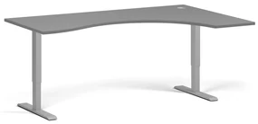 Ergonomický výškovo nastaviteľný stôl, 180x120 cm, 1 motor, L/P, sivá podnož, grafit