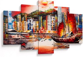 Obrázok - Victoria Harbor, Hong Kong, olejomaľba (150x105 cm)