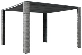 Polyratanový altánok so strechou 300x300x200 cm sivo-antracitový