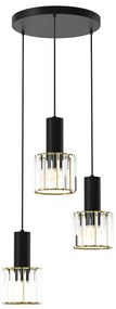 Závesné svietidlo Cristal, 3x transparentné krištáľové tienidlo, b/g, o