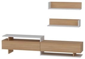 Obývacia stena Alcaraz (teak + biela). Akcia -19%. Vlastná spoľahlivá doprava až k Vám domov. 1101400