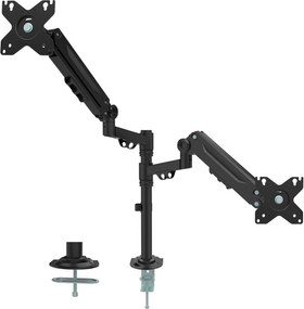 Stolový držiak na 2 monitory s plynovou pružinou, zväčšený zdvih, 17–32"