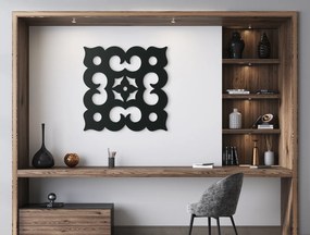 drevko Vyrezávaná drevená mandala Štvorec Rozmer obrazu: 32,5 x 32,5 cm, Farba dekorácie: Čierna