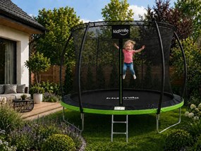 TRENDIE Trampolína s vnútornou sieťou 312 cm zelená + rebrík