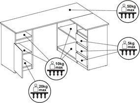 Rohový písací stôl Carlos, dub artisan