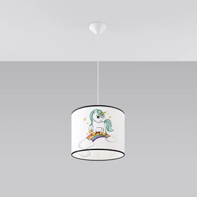 Detské závesné svietidlo Unicorn, 1x plastové tienidlo so vzorom, (fi 30cm)