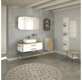 Kúpeľňová stolička Devo Oval dub/biela/sivá OV-ST50x35-P36D01L10