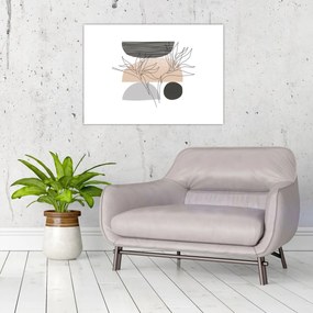 Sklenený obraz - Line art kvety N⁰2 (70x50 cm)
