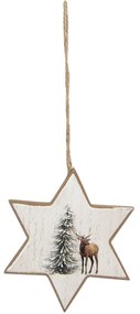 Závesná dekorácia hvězda s jeleňom - ​​9 * 1 * 11 cm
