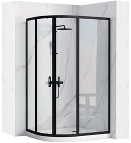 Rea Look, štvrťkruhová sprchová kabína 100x80x190 cm, 5mm číre sklo, čierny profil, REA-K7900