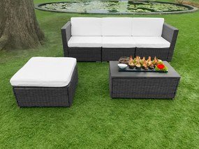 ZÁHRADNÝ SET ADRINA ŠEDÝ POHOVKA + TABURET + STÔL