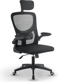 Ergonomická kancelárska stolička, čierna s opierkou hlavy