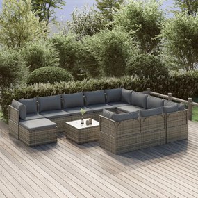 vidaXL 12-dielna záhradná sedacia súprava s podložkami polyratan sivá