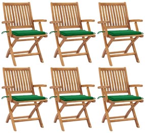 Skladacie záhradné stoličky s podložkami 6 ks tíkový masív 3072755