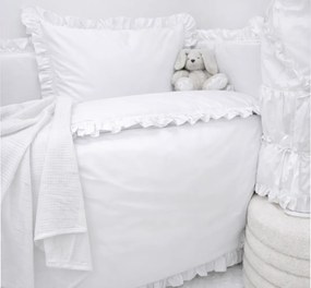 INTERMEDIC SK Posteľná obliečka do postieľky Biela s volánikom 90x130 / 45x65 cm – 100% bavlna, elegantný unisex dizajn, zips