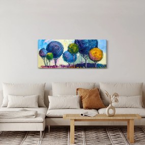 Obraz kopulovitých stromov, olejomaľba (120x50 cm)