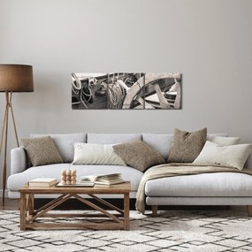 Obraz - Kormidlo plachetnice (s hodinami) (90x30 cm)