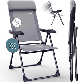 InternetovaZahrada Sada 2 ks kempingových stoličiek - sivá