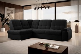 Čierna rozkladacia/s úložným priestorom rohová pohovka (ľavý roh/do L) Sado – ELTAP