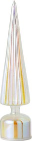 Veľký rebrovaný sklenený strom s LED svetlom L – 9*9*39,6 cm