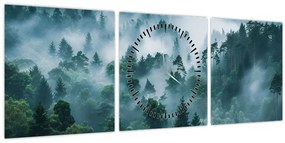 Obraz - Les v hmle (s hodinami) (90x30 cm)