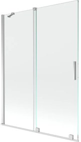 Mexen Velar, 2-krídlová posuvná vaňová zástena 130 x 150 cm, 8mm číre sklo, chrómový profil, 896-130-000-01-01