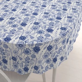 Biante Dekoračný oválny obrus PML-090 Modré jarné kvety na bielom 120x180 cm